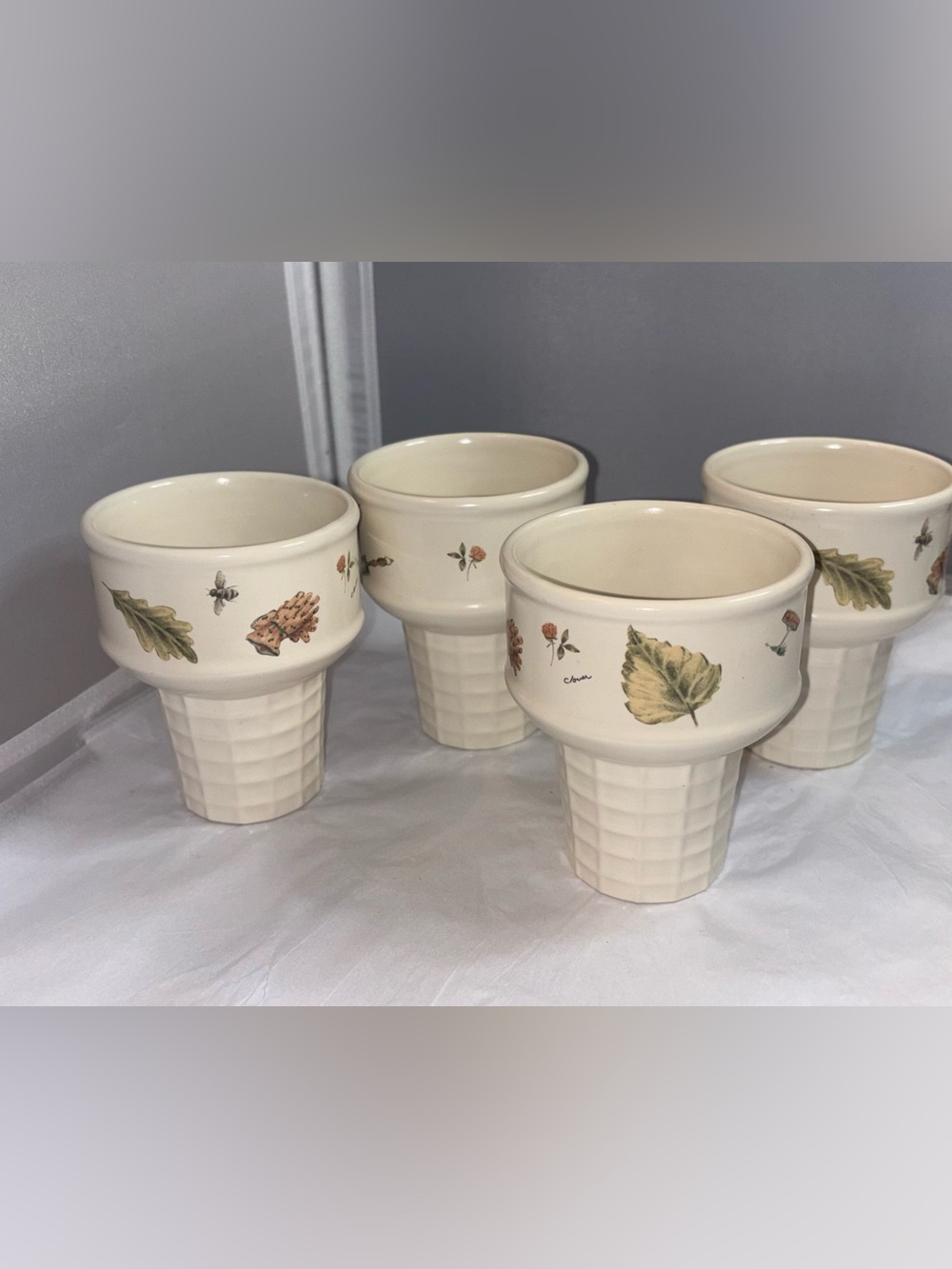 Pfaltzgraff Naturewood Ice Cream Cone Cups - Set of 4